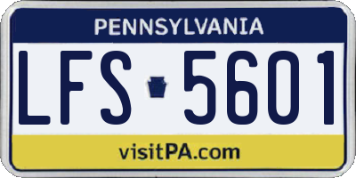 PA license plate LFS5601
