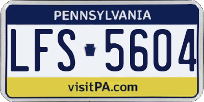 PA license plate LFS5604