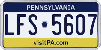 PA license plate LFS5607