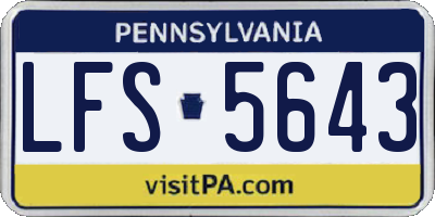 PA license plate LFS5643