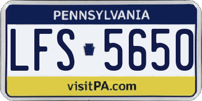 PA license plate LFS5650