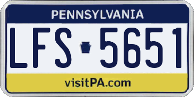 PA license plate LFS5651