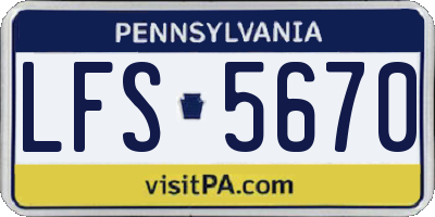 PA license plate LFS5670