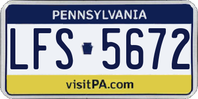 PA license plate LFS5672