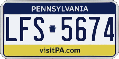 PA license plate LFS5674