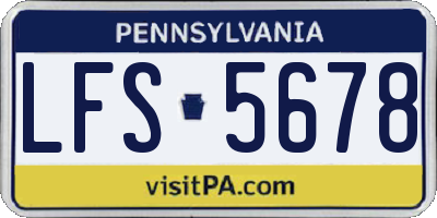 PA license plate LFS5678