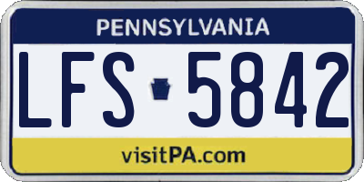 PA license plate LFS5842