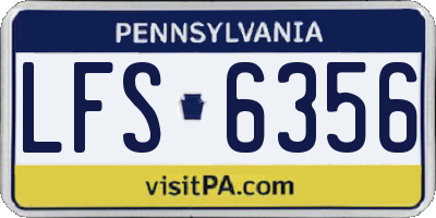 PA license plate LFS6356