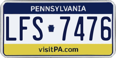 PA license plate LFS7476
