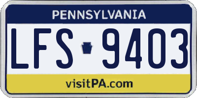 PA license plate LFS9403