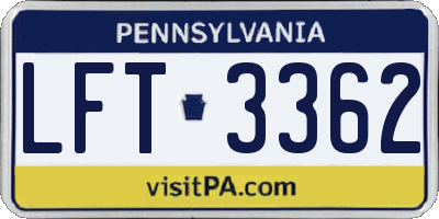 PA license plate LFT3362