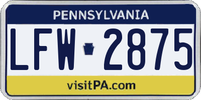 PA license plate LFW2875