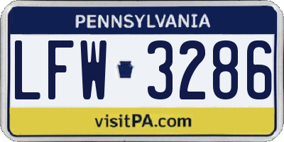 PA license plate LFW3286