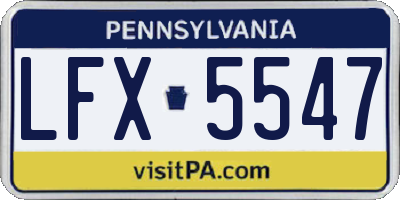 PA license plate LFX5547