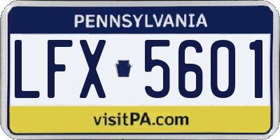 PA license plate LFX5601