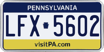 PA license plate LFX5602