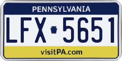 PA license plate LFX5651