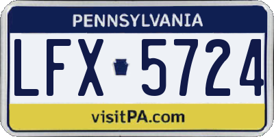 PA license plate LFX5724
