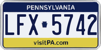 PA license plate LFX5742