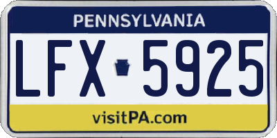 PA license plate LFX5925