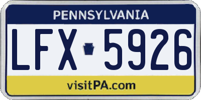 PA license plate LFX5926