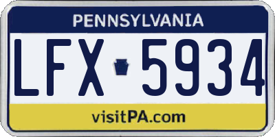 PA license plate LFX5934