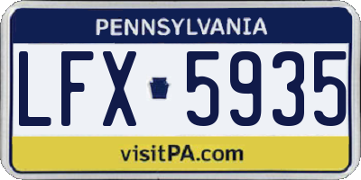 PA license plate LFX5935