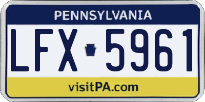 PA license plate LFX5961