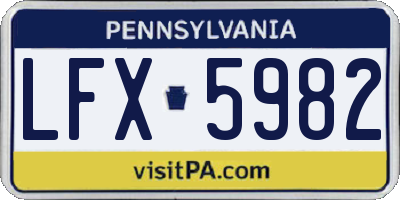 PA license plate LFX5982
