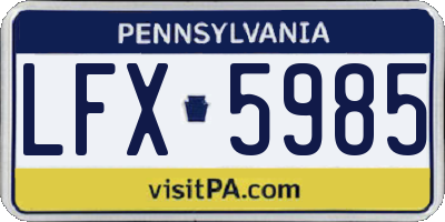 PA license plate LFX5985