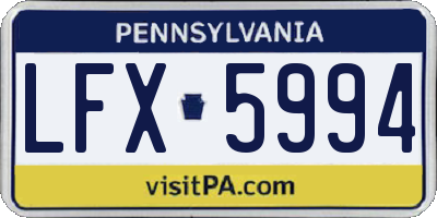 PA license plate LFX5994