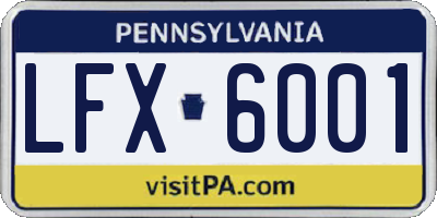 PA license plate LFX6001