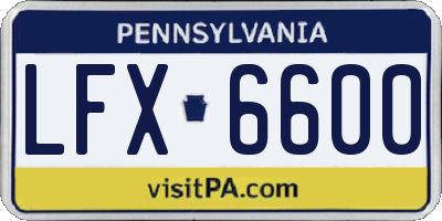 PA license plate LFX6600