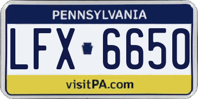 PA license plate LFX6650