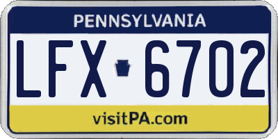 PA license plate LFX6702
