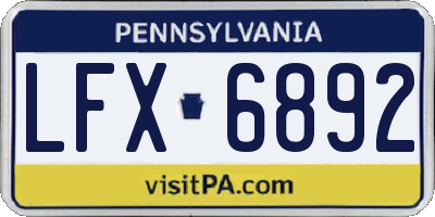 PA license plate LFX6892