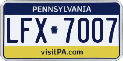 PA license plate LFX7007