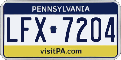 PA license plate LFX7204