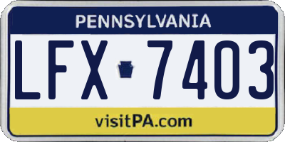 PA license plate LFX7403