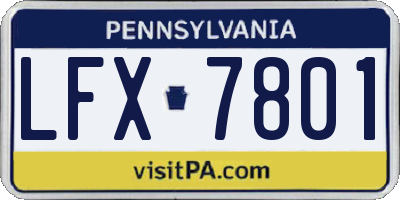 PA license plate LFX7801