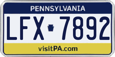 PA license plate LFX7892
