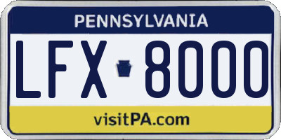 PA license plate LFX8000