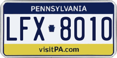 PA license plate LFX8010