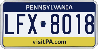 PA license plate LFX8018