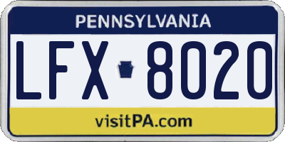 PA license plate LFX8020