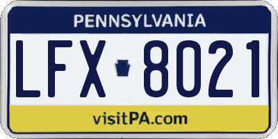 PA license plate LFX8021
