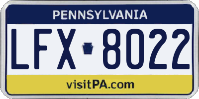 PA license plate LFX8022