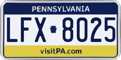 PA license plate LFX8025