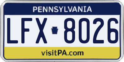 PA license plate LFX8026