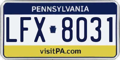 PA license plate LFX8031